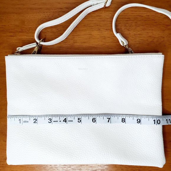 Remi/Reid | Faux White Leather 10" Crossbody Purse NEW - Picture 10 of 10